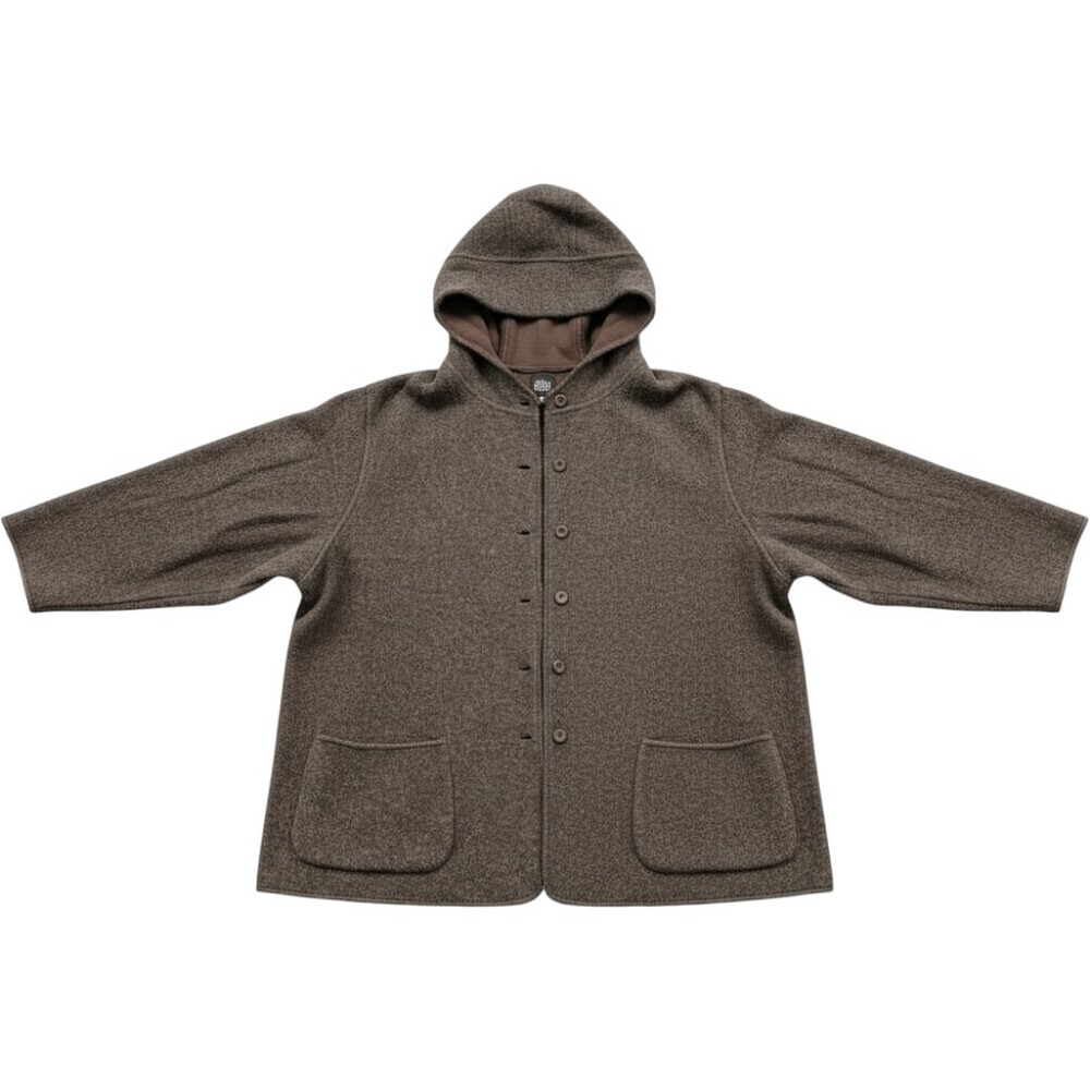 Eileen Fisher Woman Brown Marled Hooded Button Cardigan Jacket 3X Plus Size